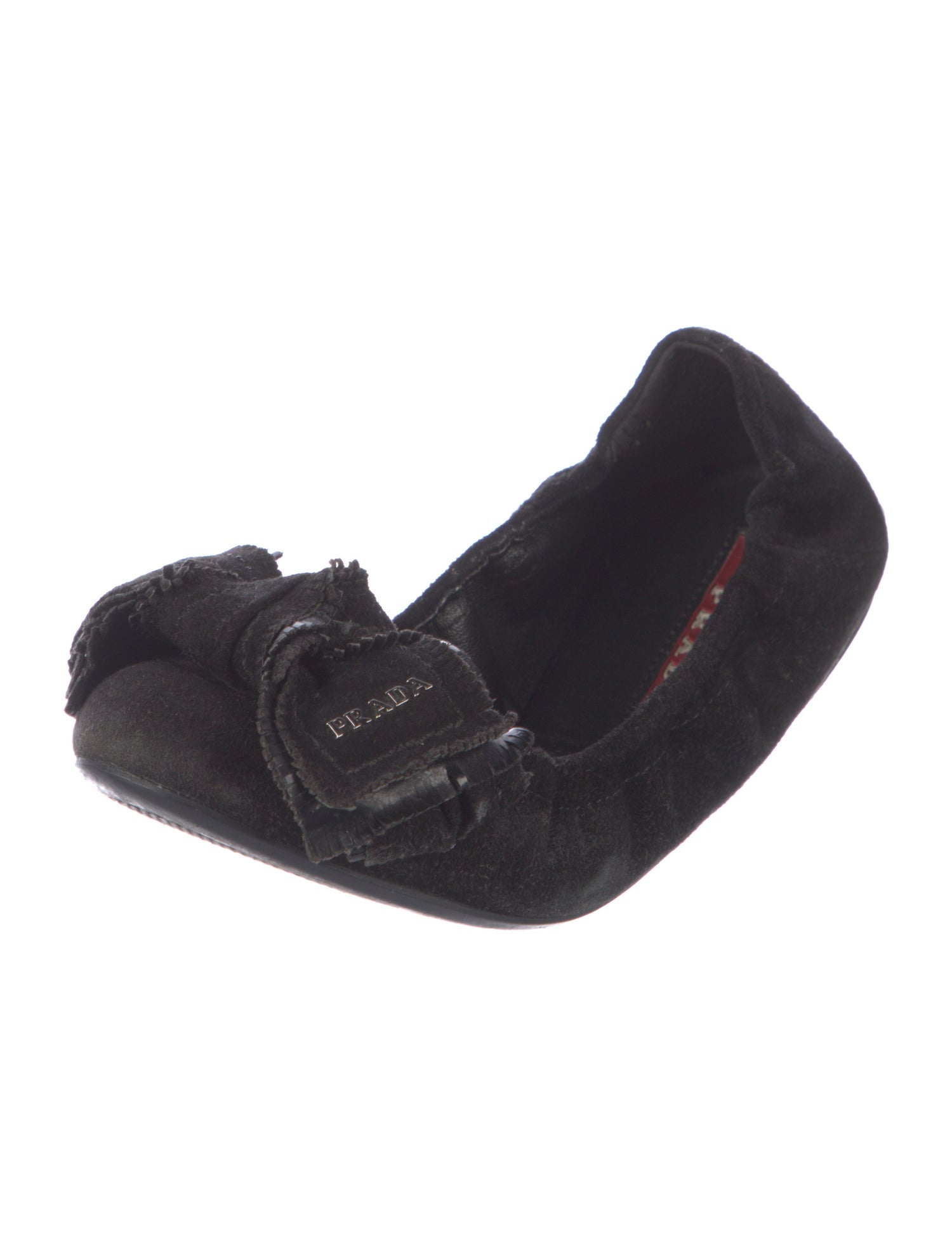 Prada Suede Bow Accents Flats