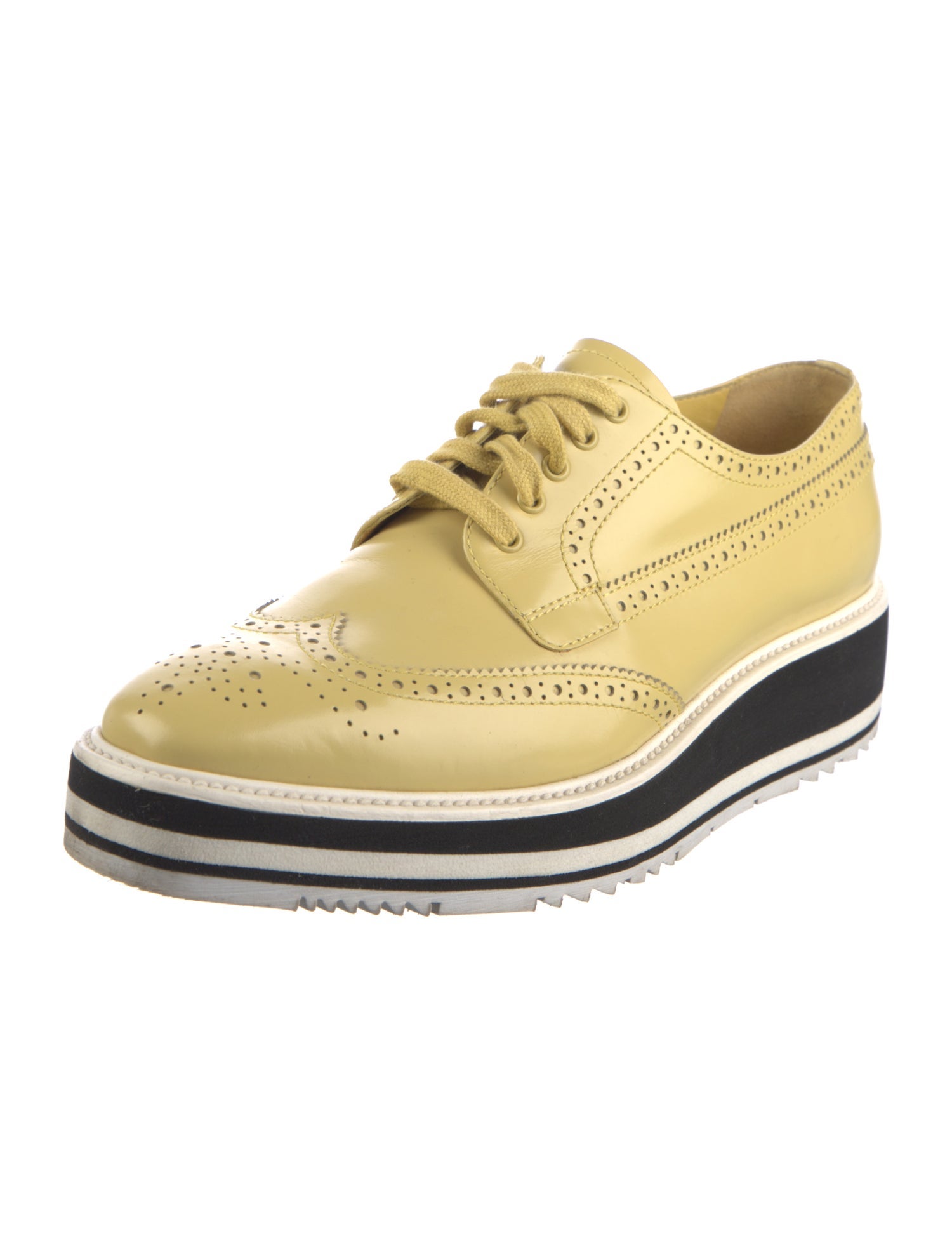 Prada Patent Leather Scalloped Accent Oxfords