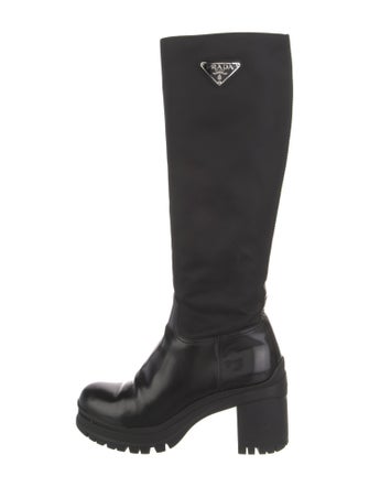 Prada Enameled Metal Triangle Nylon Rain Boots
