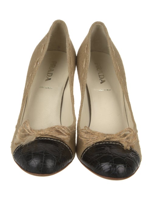 Prada Colorblock Pattern Whipstitch Trim Pumps