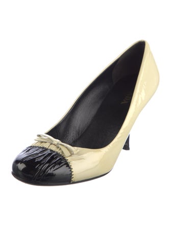 Prada Patent Leather Colorblock Pattern Pumps
