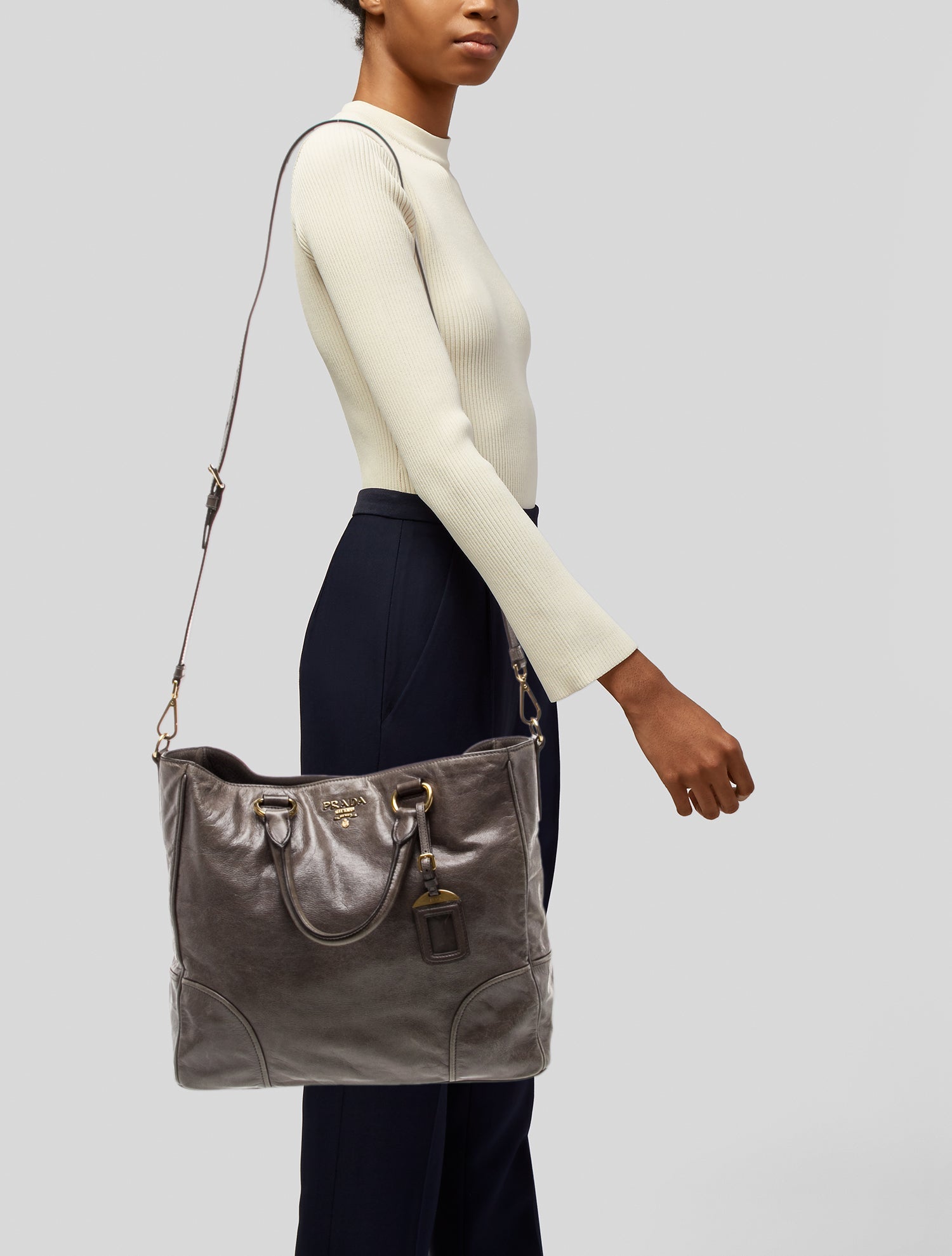 Prada Soft Calf Leather Top Handle Bag