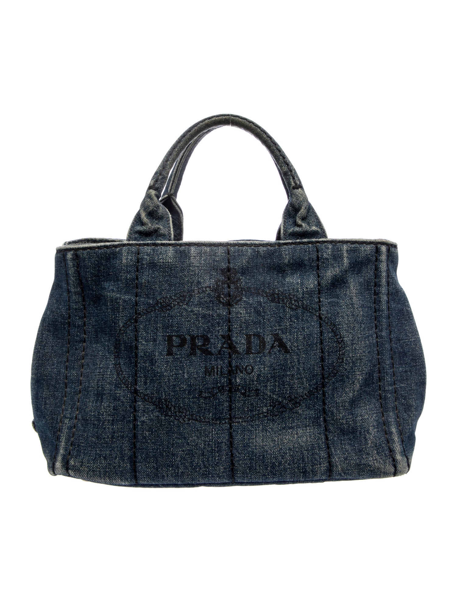Prada Enameled Metal Triangle Canapa Logo Tote