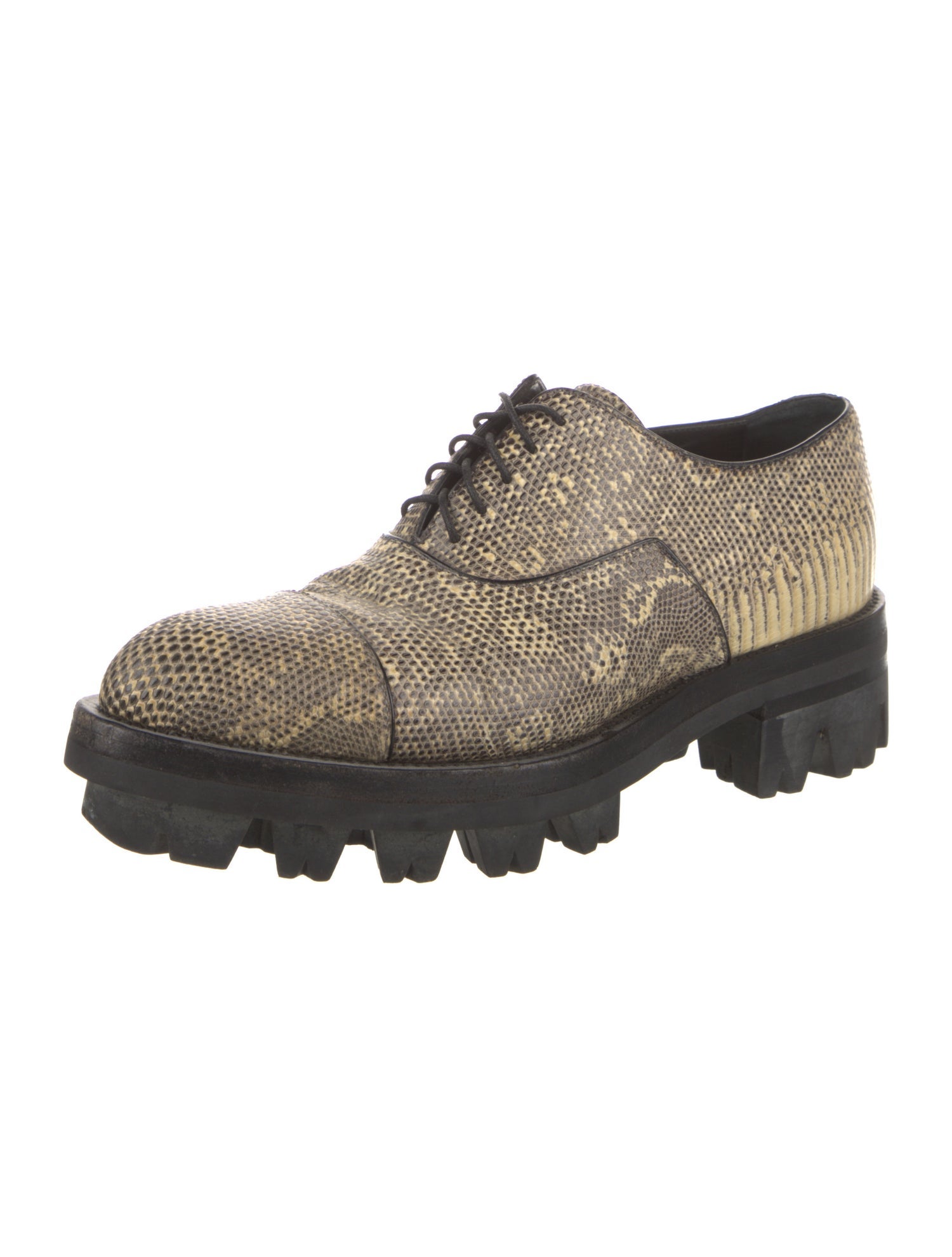 Prada Lizard Animal Print Oxfords