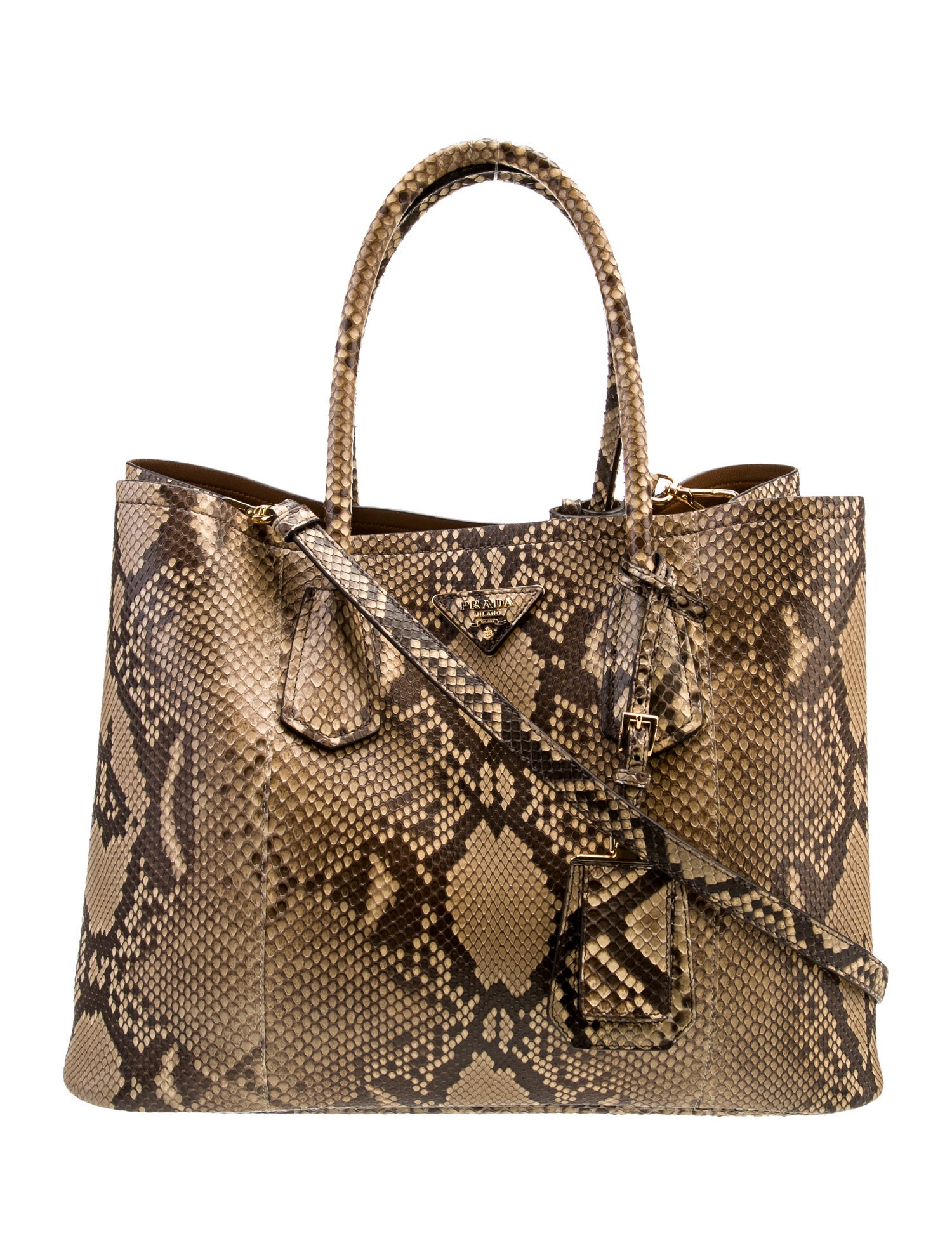 Prada Enameled Metal Triangle Double Bag Medium