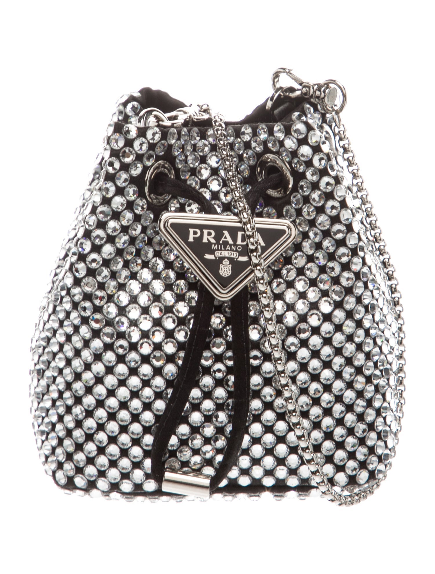 Prada Enameled Metal Triangle Bucket Bag