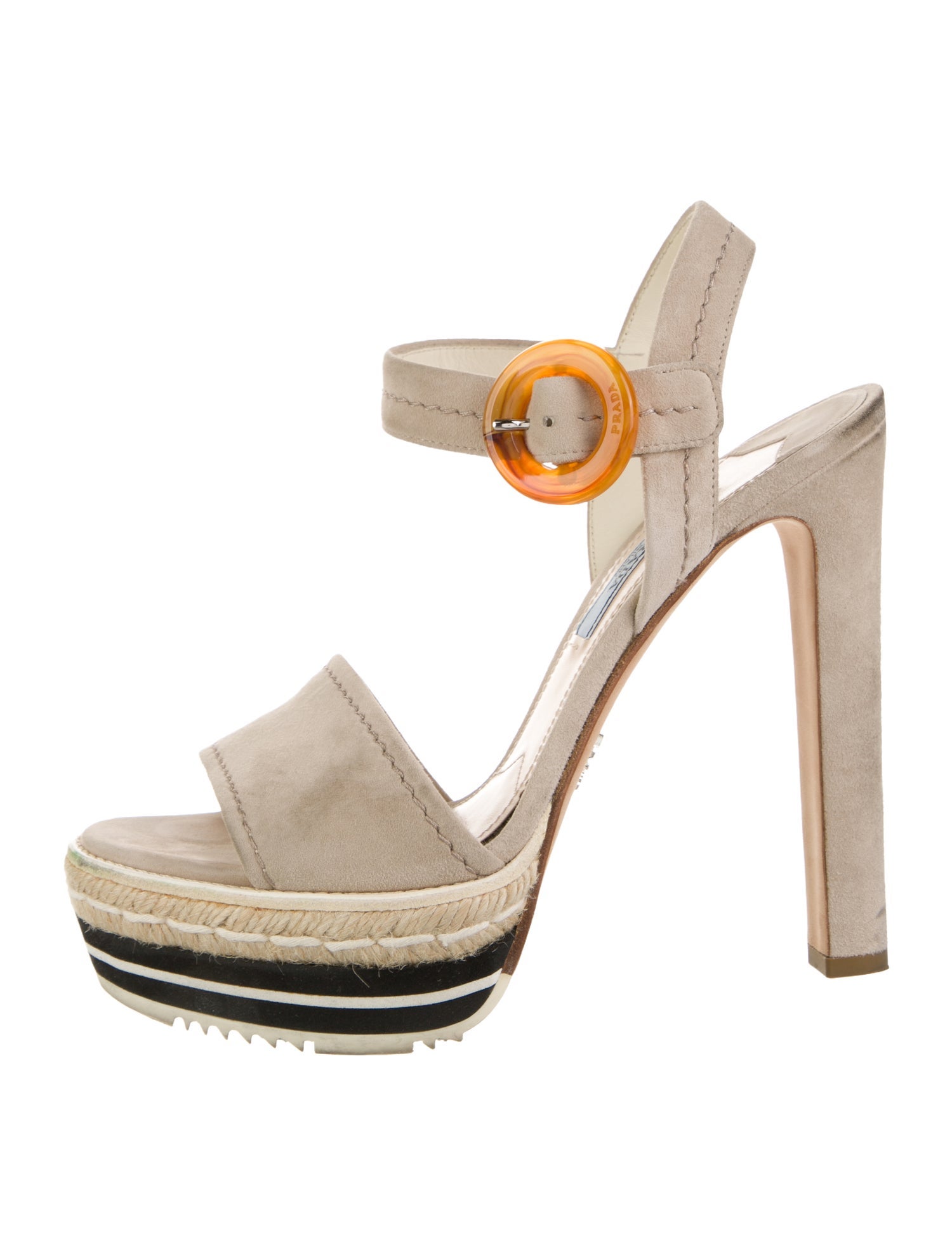 Prada Suede Colorblock Pattern Sandals