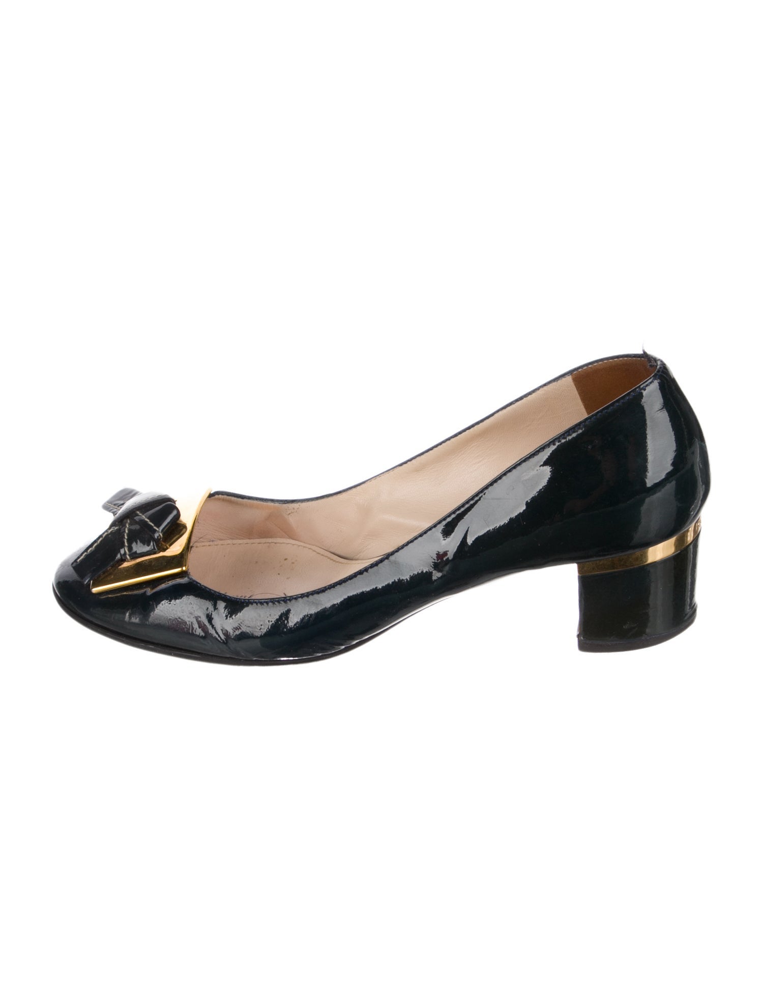 Prada Patent Leather Bow Accents Pumps