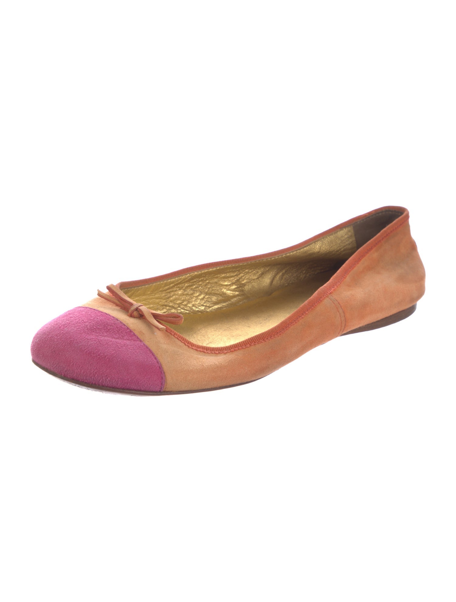 Prada Suede Bow Accents Ballet Flats
