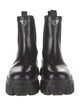 Prada Enameled Metal Triangle Leather Chelsea Boots