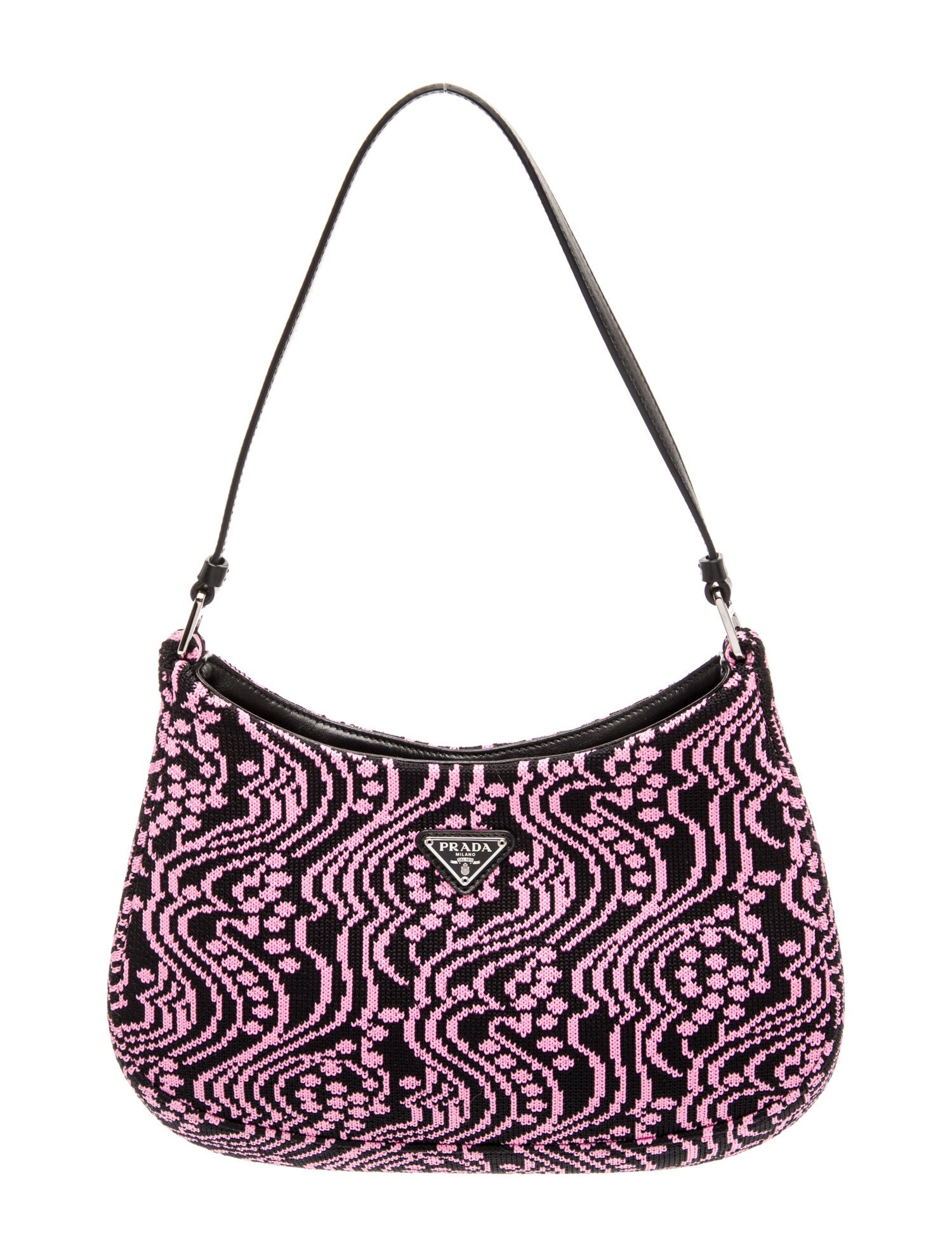 Prada Enameled Metal Triangle Cleo