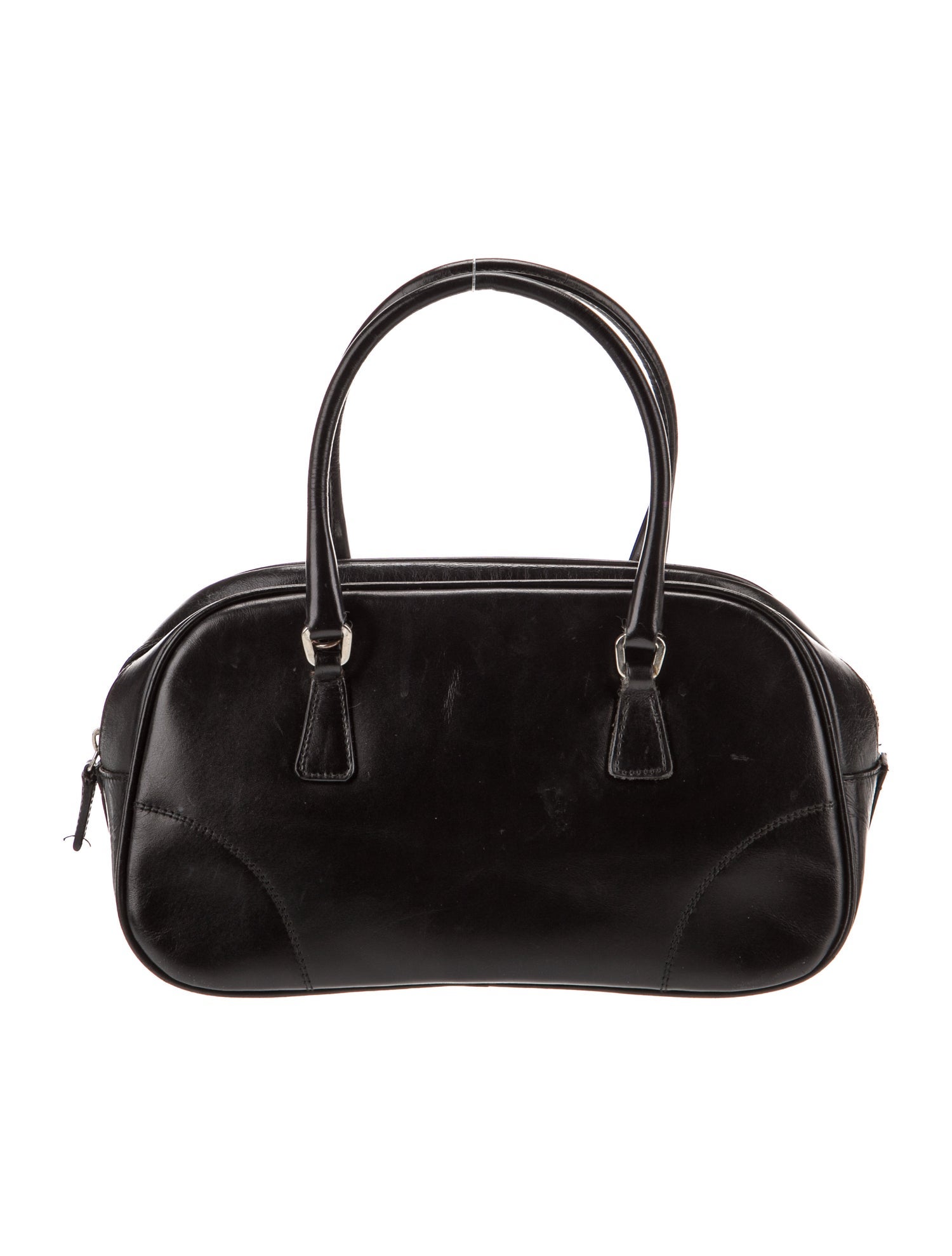 Prada Enameled Metal Triangle Top Handle Bag