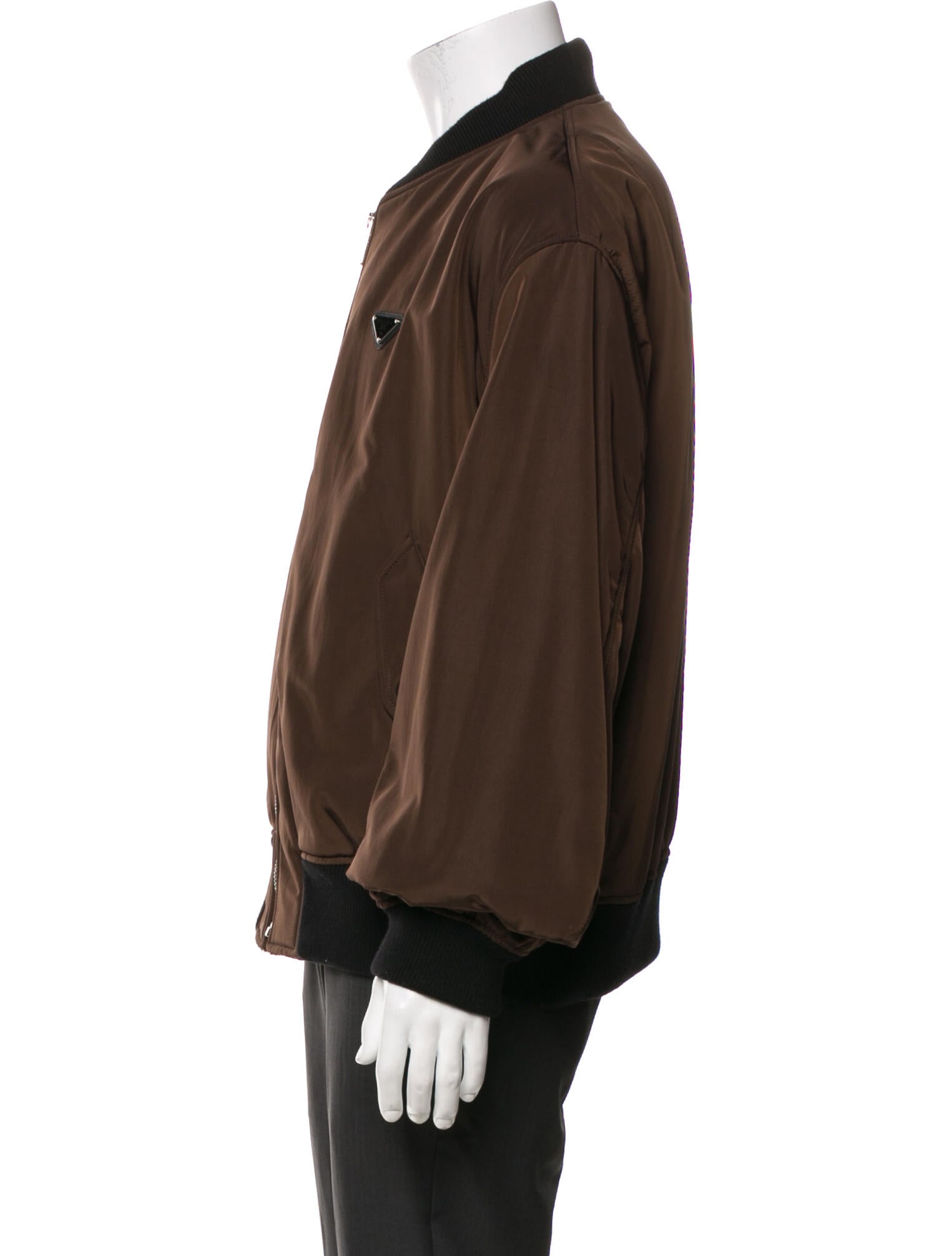 Prada 2021 Enameled Metal Triangle Bomber Jacket