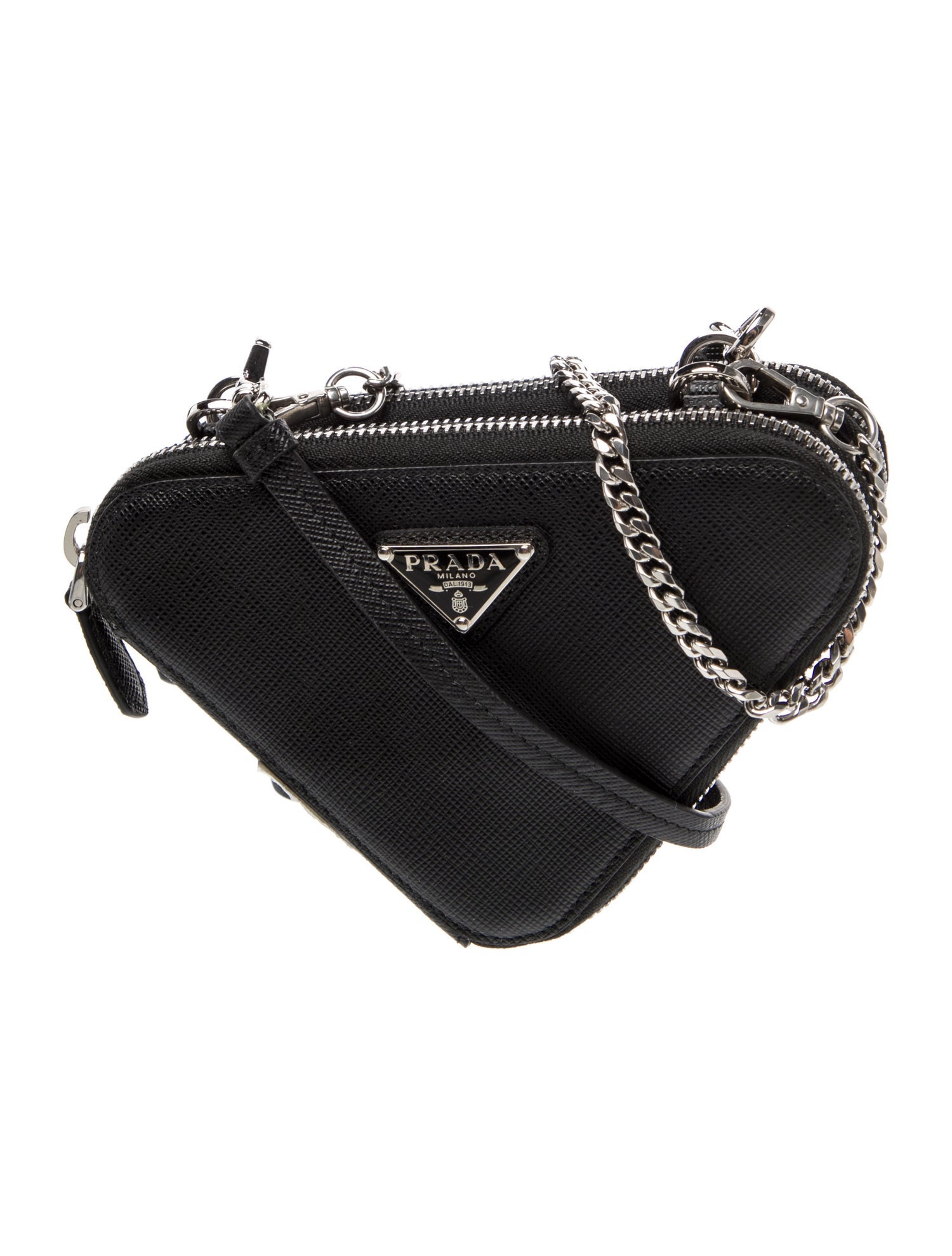 Prada Enameled Metal Triangle Shoulder Bag