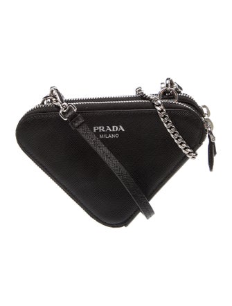 Prada Enameled Metal Triangle Shoulder Bag