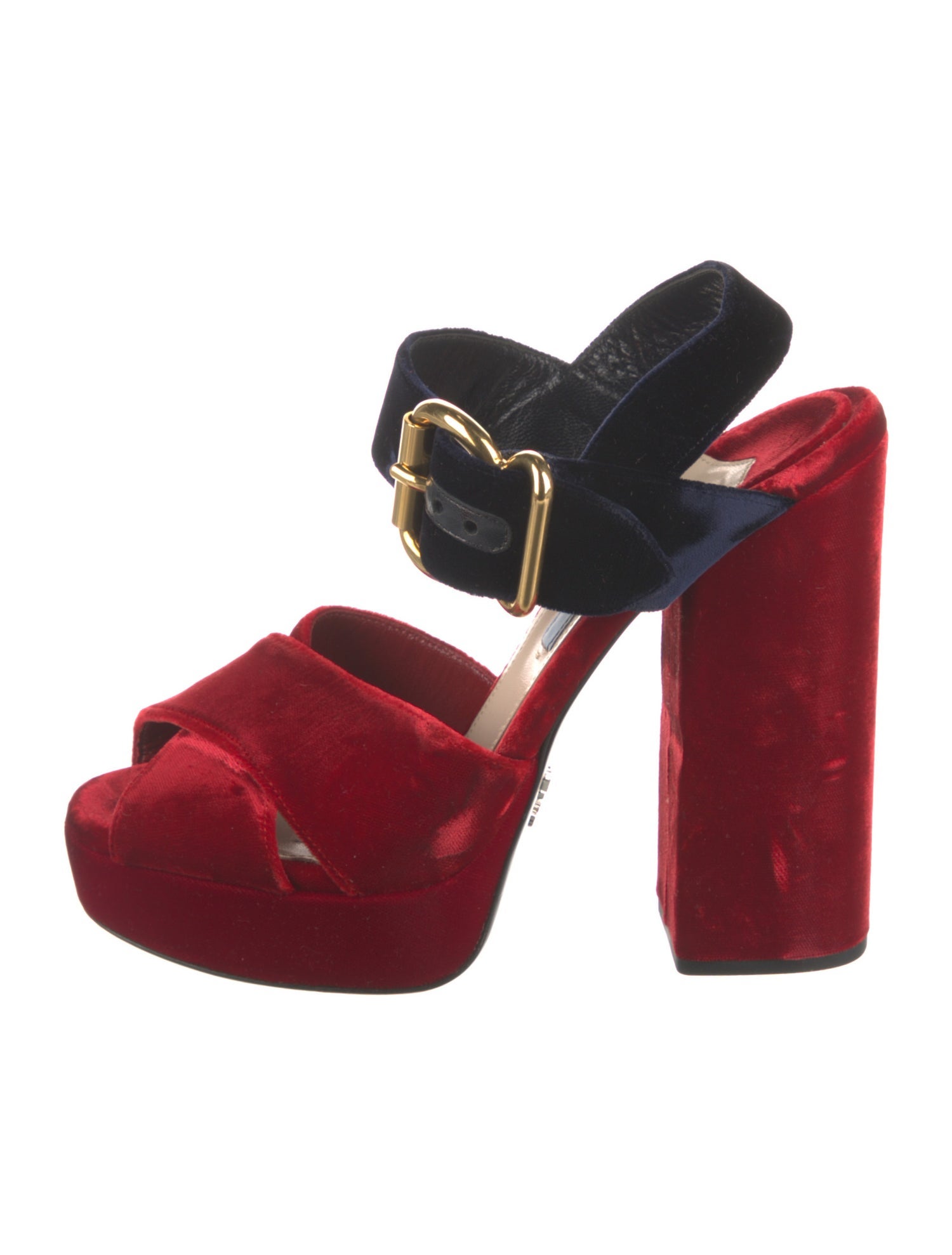 Prada Velvet Colorblock Pattern Slingback Sandals