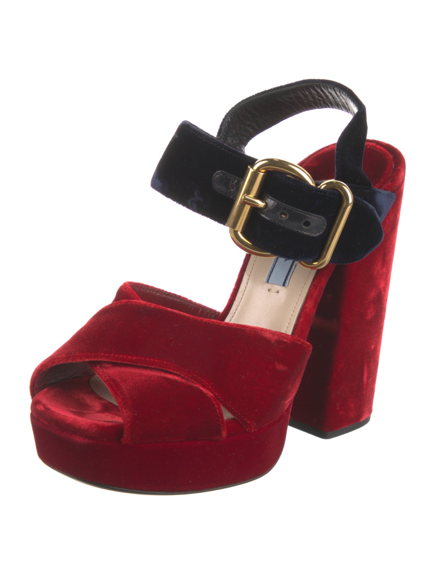 Prada Velvet Colorblock Pattern Slingback Sandals