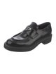 Prada Enameled Metal Triangle Leather Oxfords