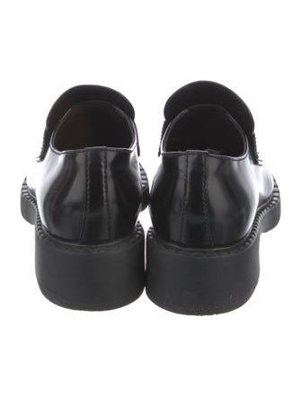 Prada Enameled Metal Triangle Leather Oxfords