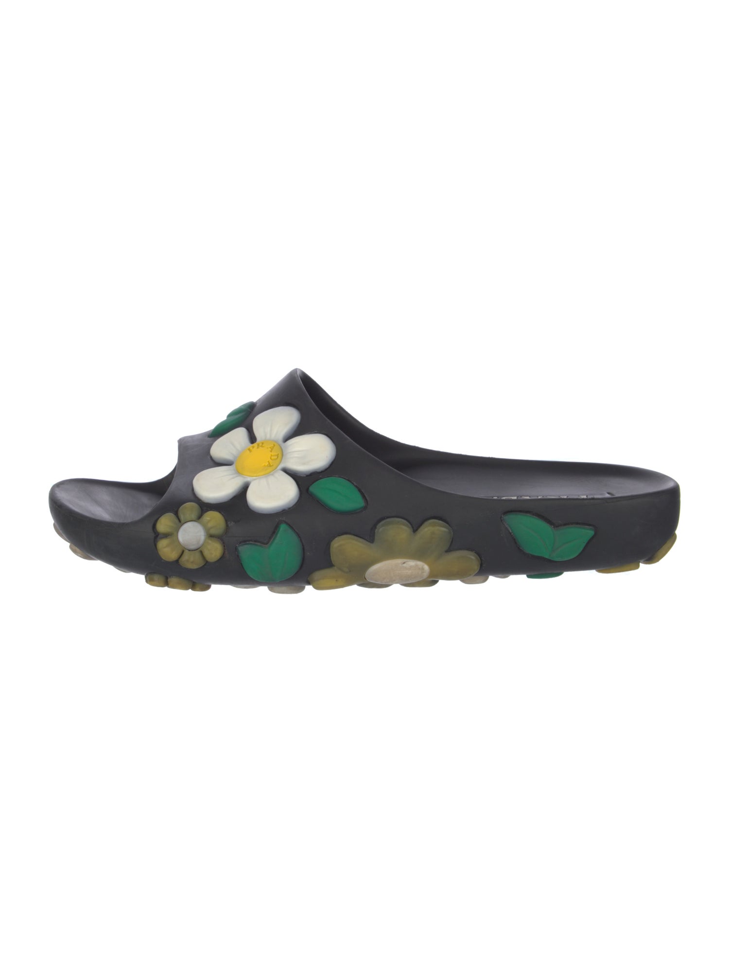 Prada Rubber Floral Print Slides