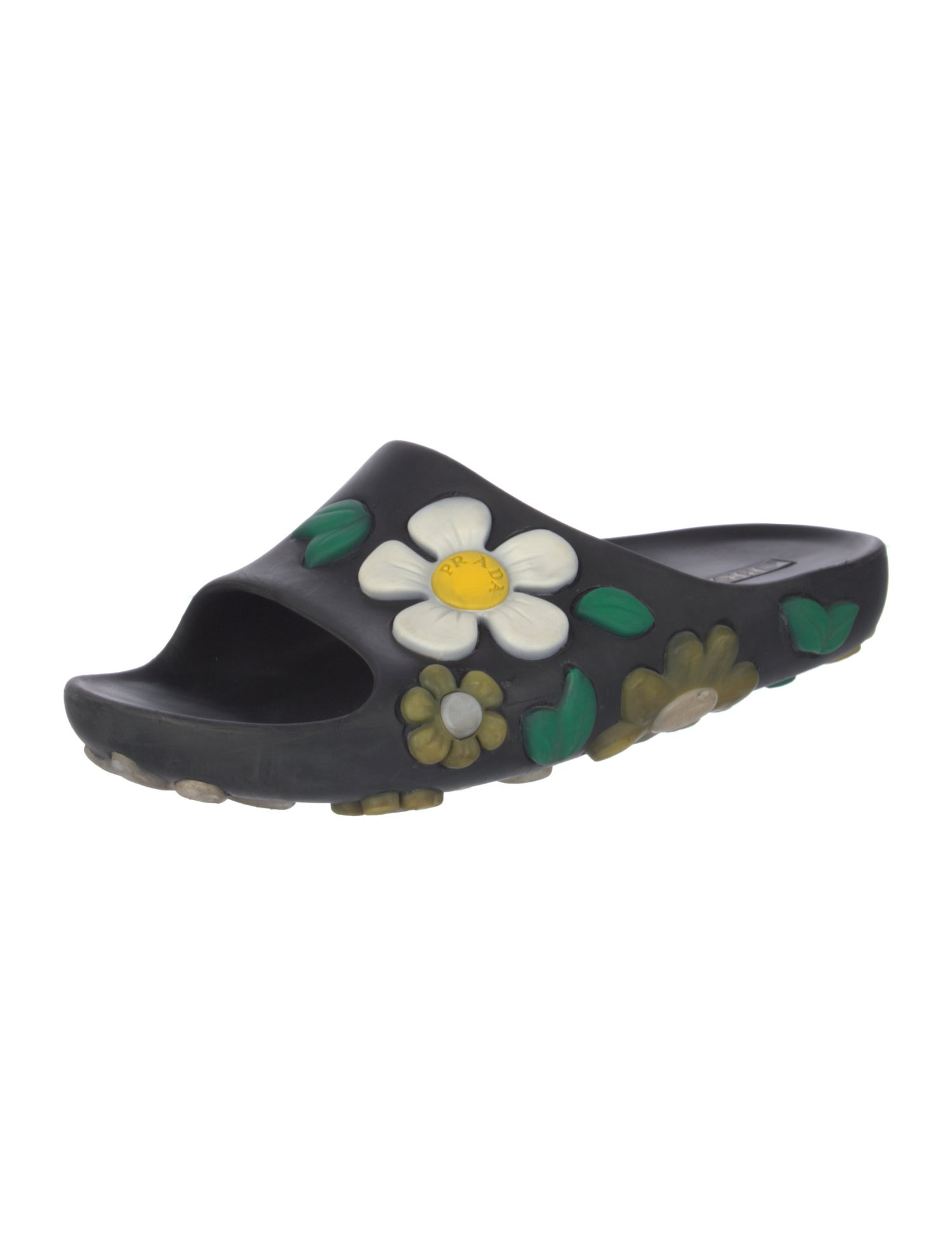 Prada Rubber Floral Print Slides