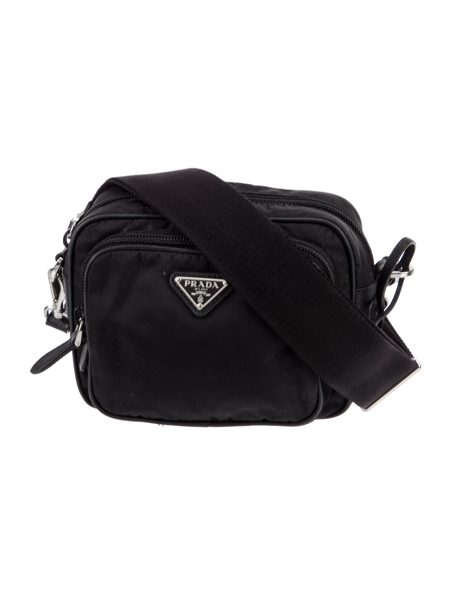 Prada Enameled Metal Triangle Crossbody Bag