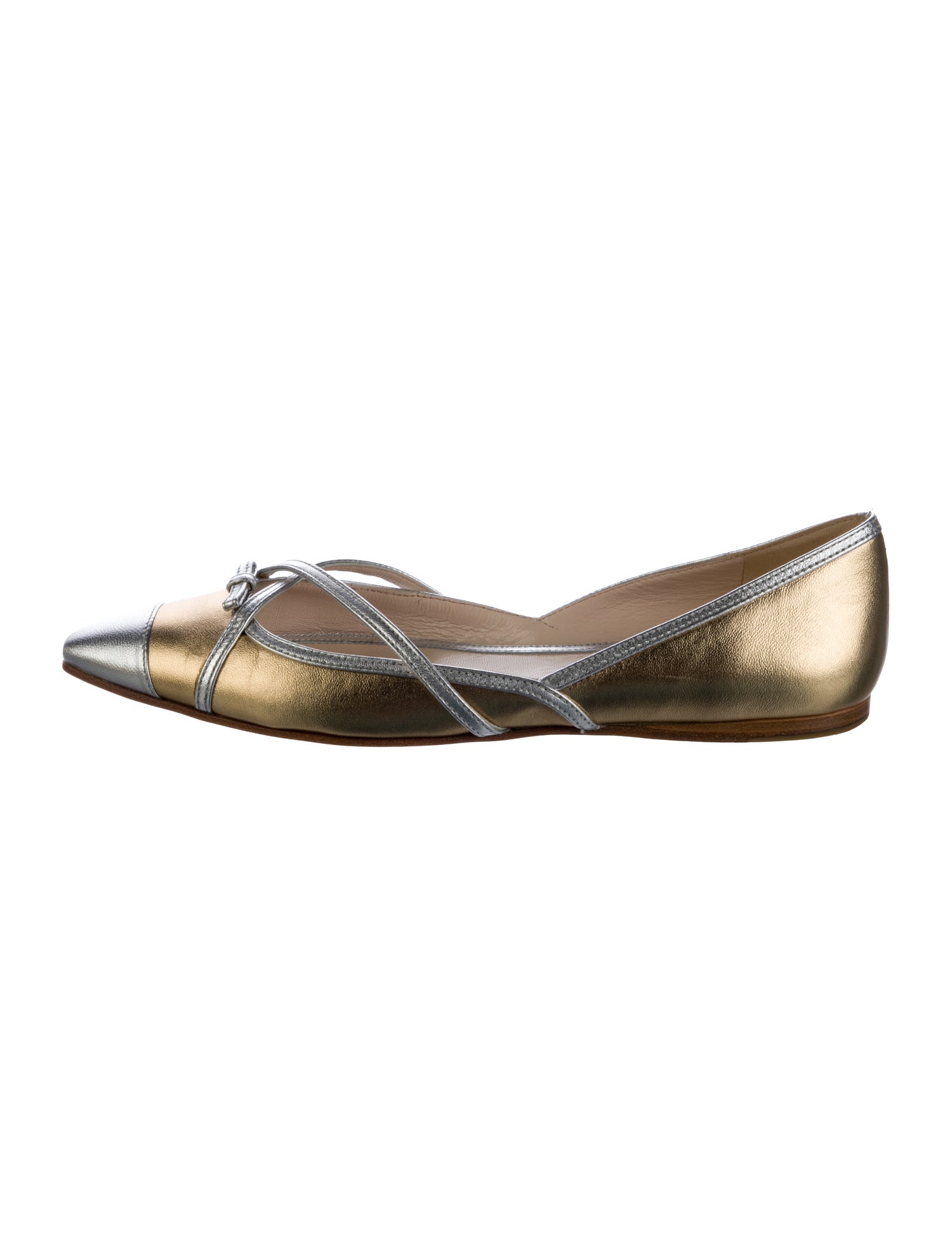 Prada Leather Bow Accents D'Orsay Flats