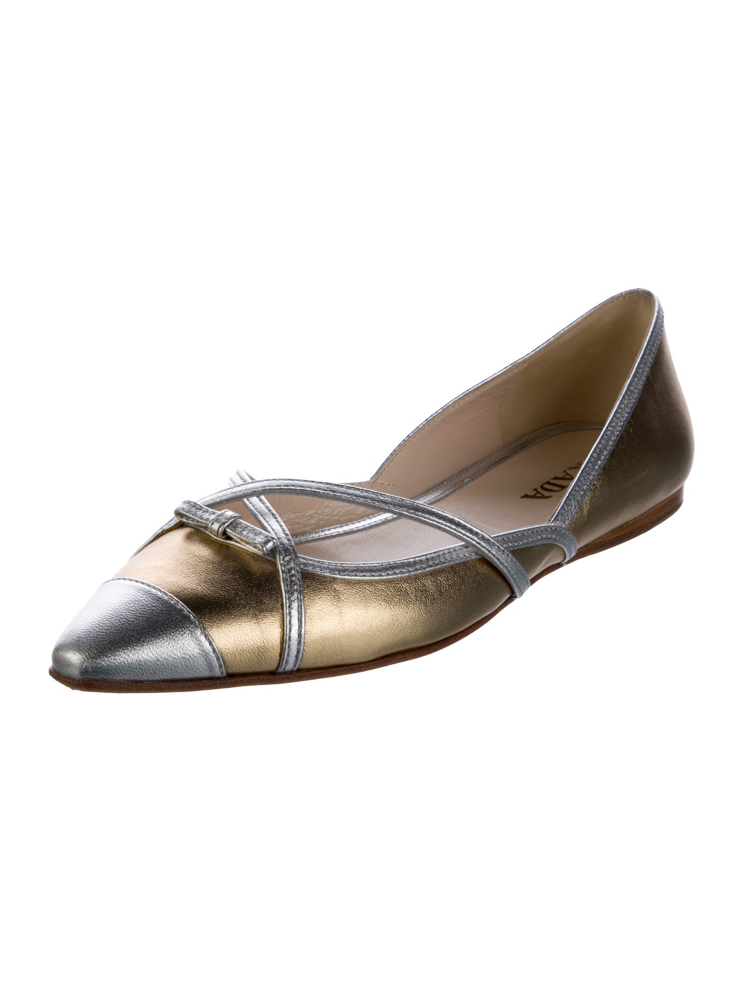 Prada Leather Bow Accents D'Orsay Flats
