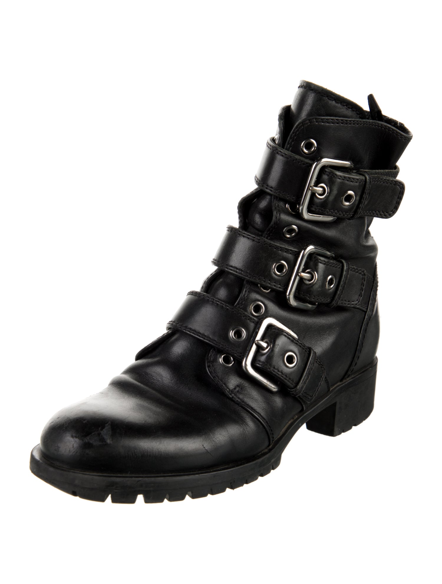 Prada Leather Combat Boots