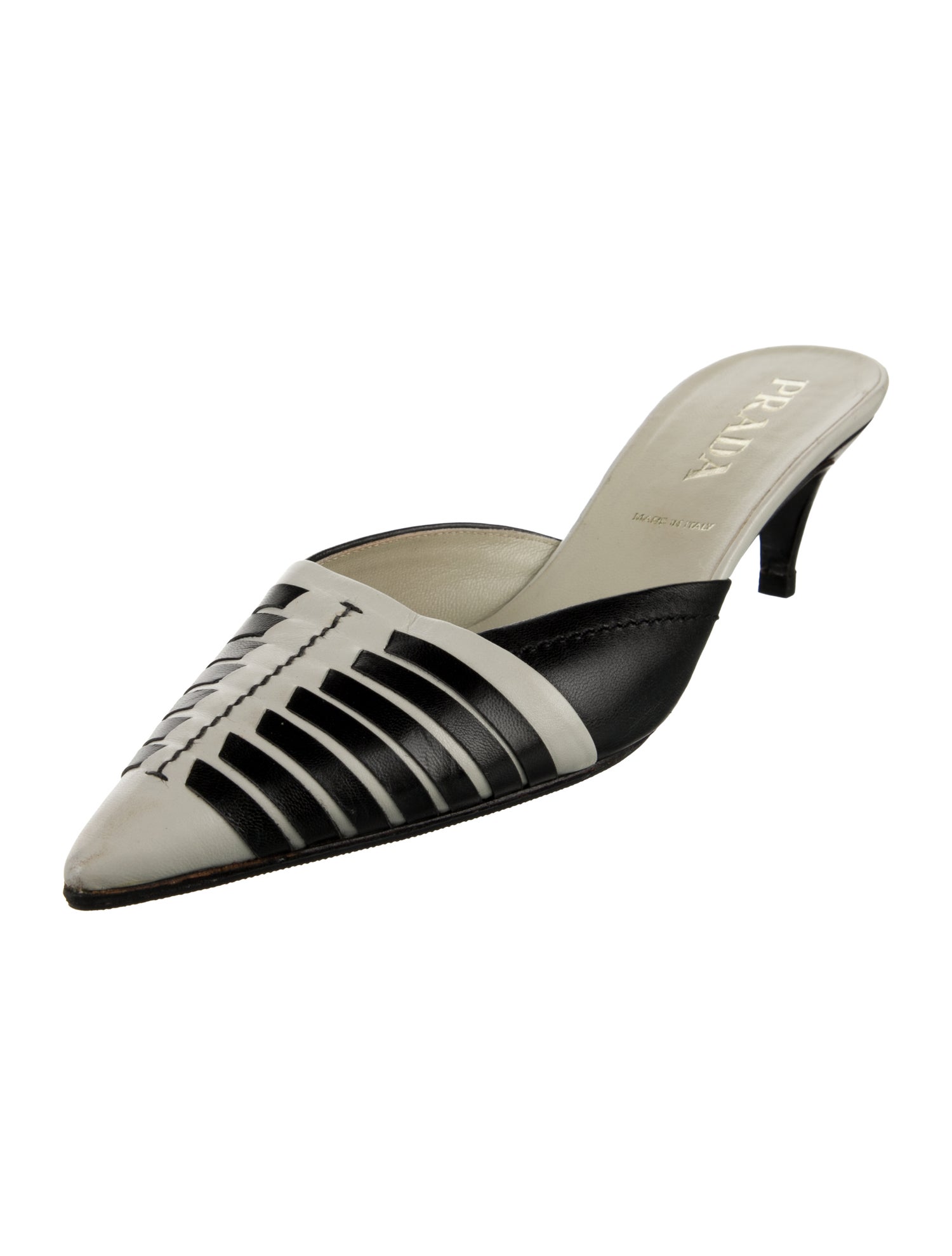 Prada Leather Patterned Mules