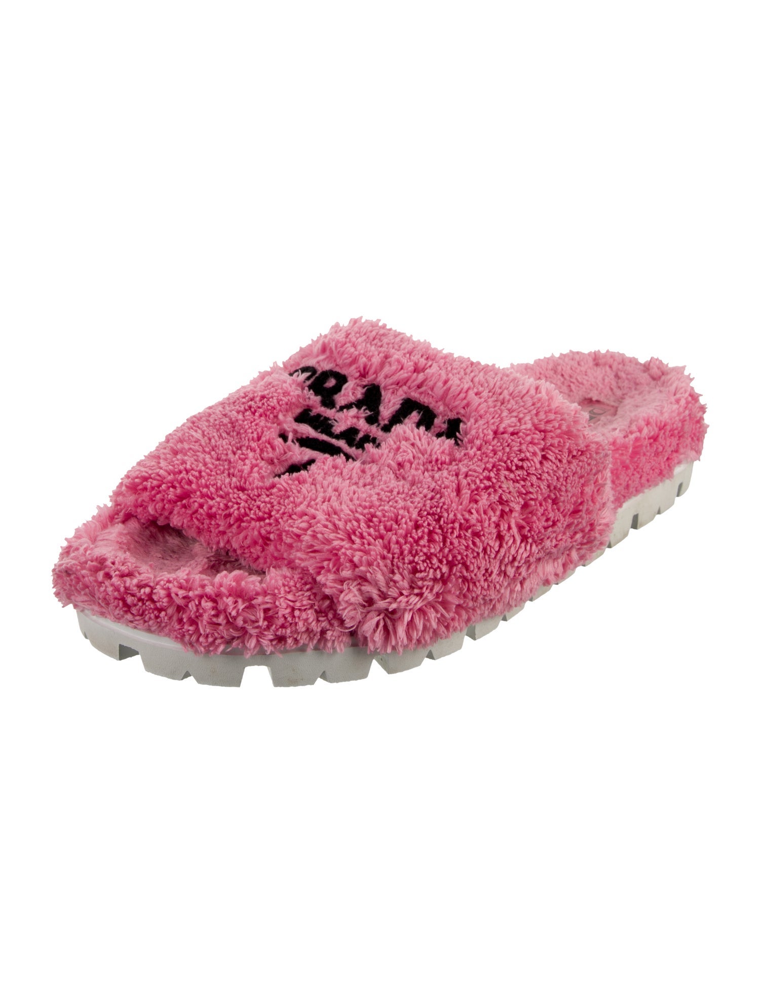 Prada Terry Cloth Graphic Print Slides