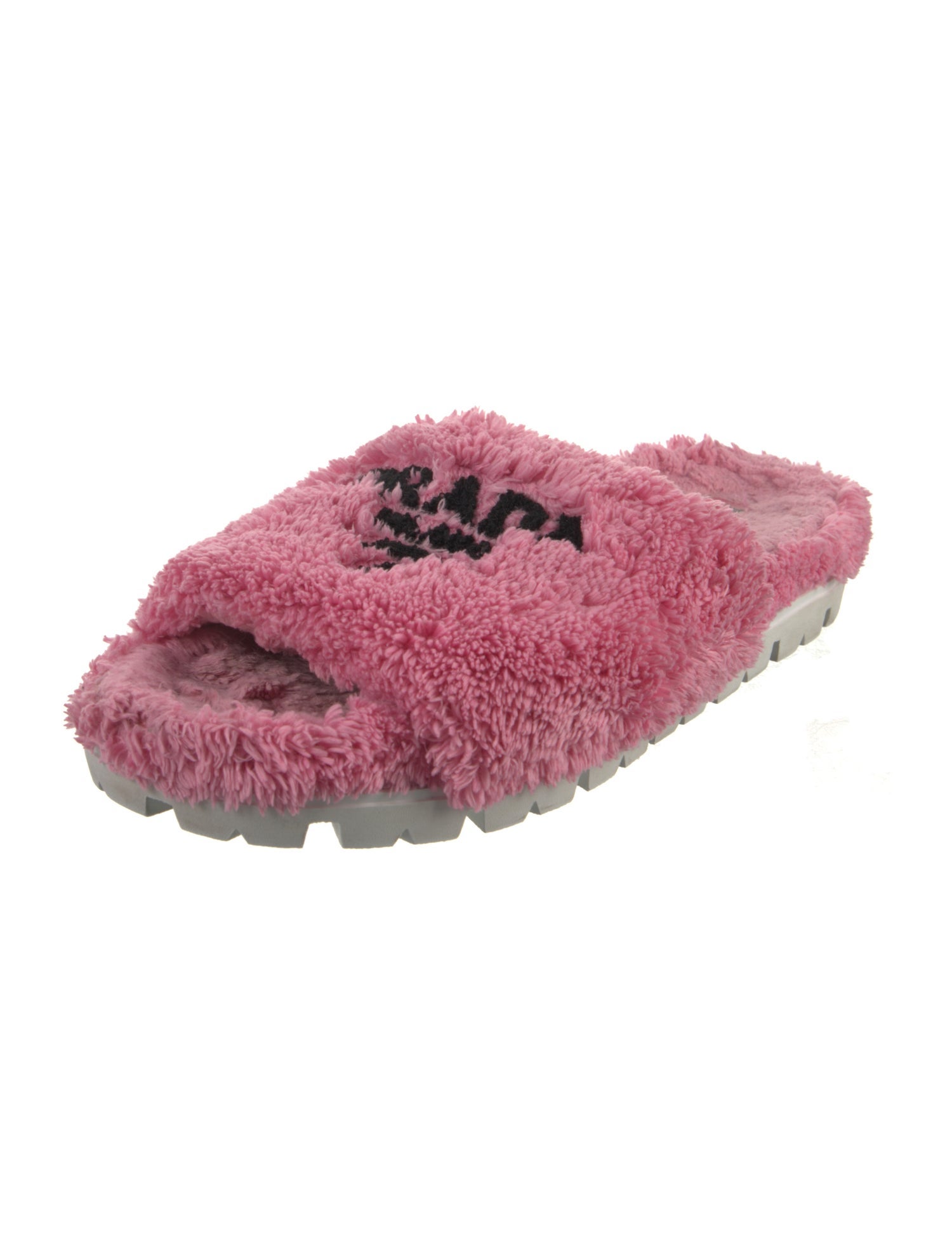 Prada Terry Cloth Graphic Print Slides