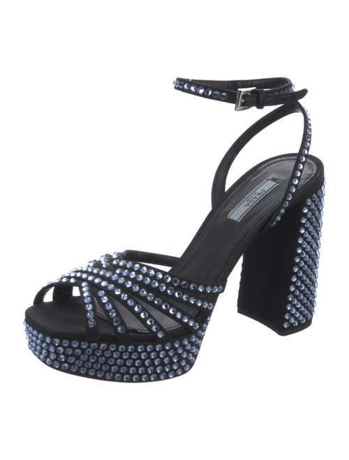 Prada Satin Crystal Embellishments Sandals