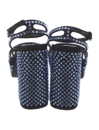 Prada Satin Crystal Embellishments Sandals