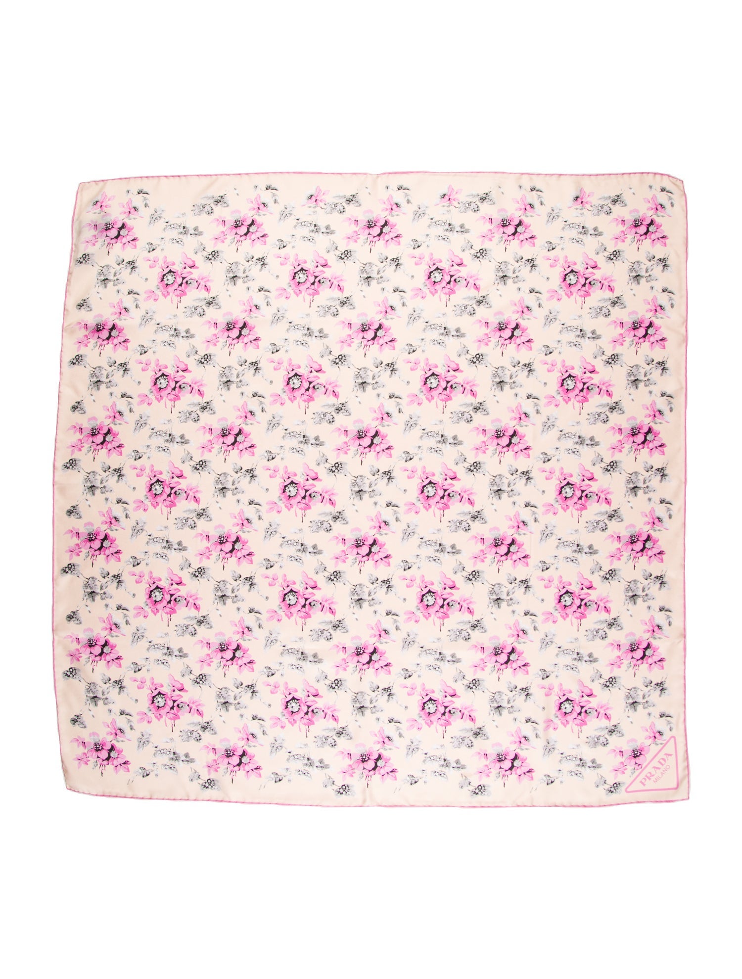 Prada Silk Floral Print Scarf w/ Tags