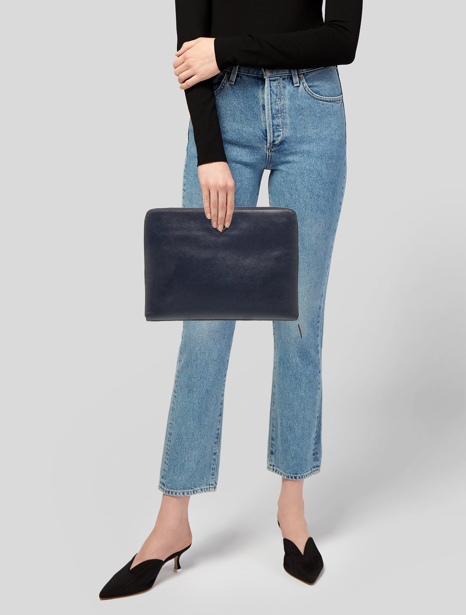 Prada Enameled Metal Triangle Portfolio