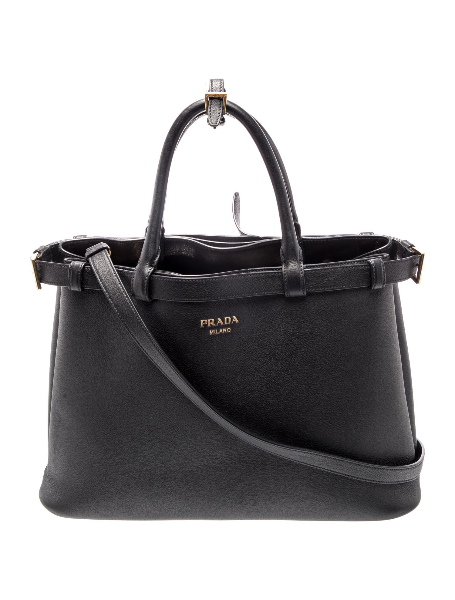 Prada Leather Buckle Bag w/Double Belt Medium