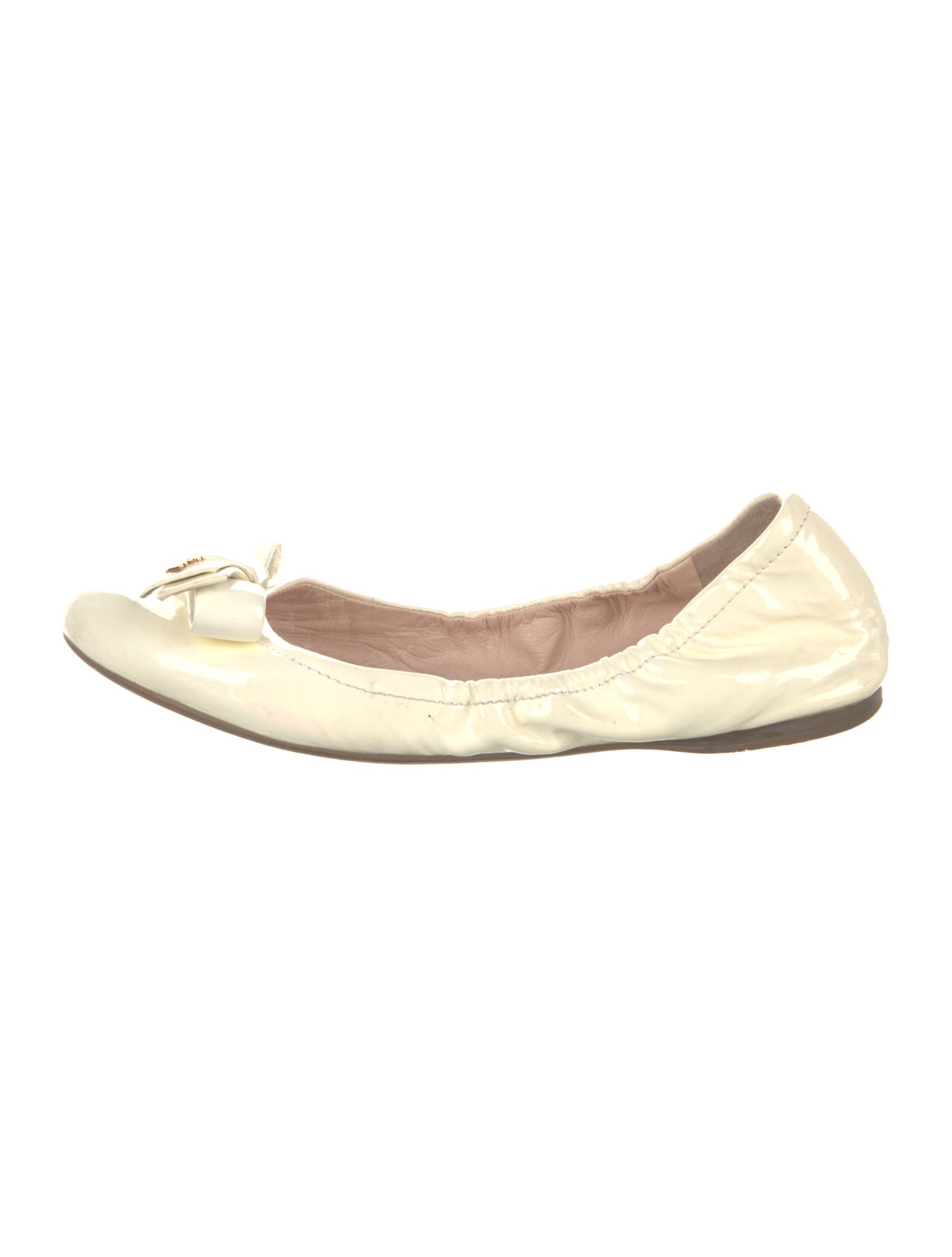 Prada Sport Patent Leather Bow Accents Ballet Flats