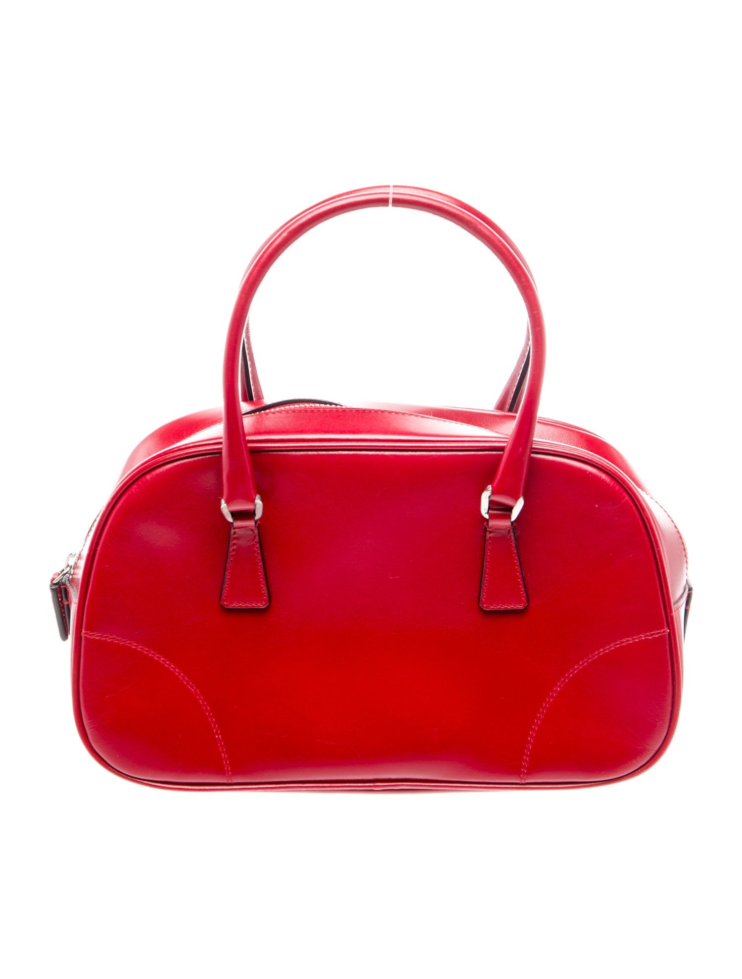 Prada Enameled Metal Triangle Top Handle Bag