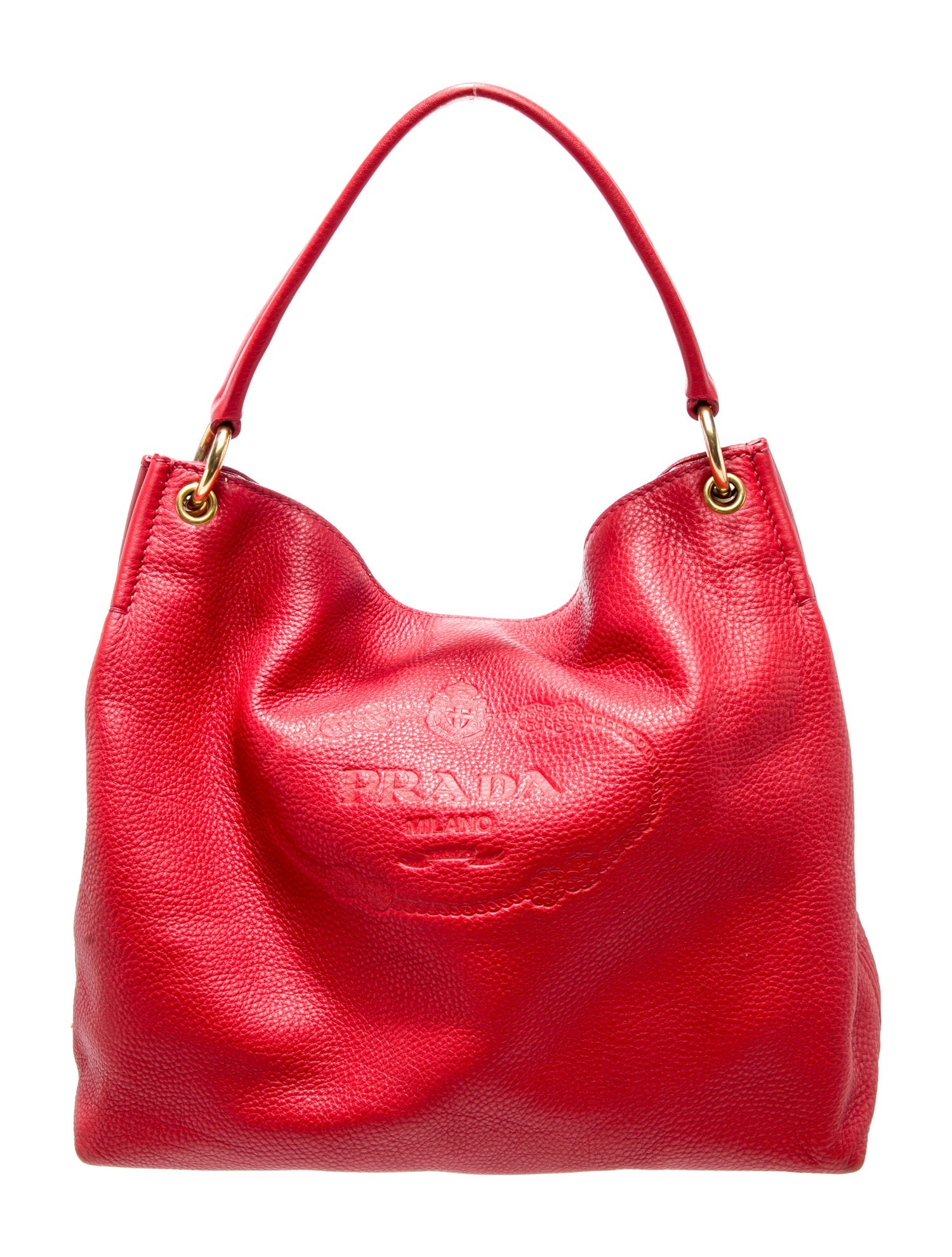 Prada Enameled Metal Triangle Hobo