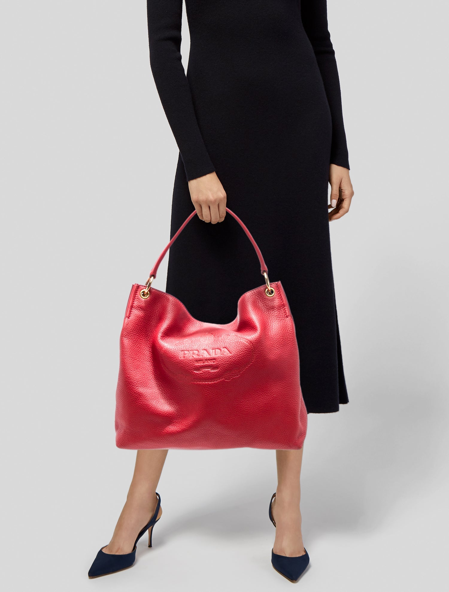 Prada Enameled Metal Triangle Hobo