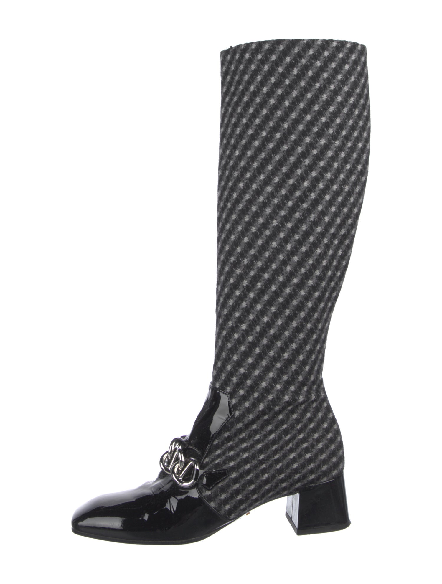 Prada Wool Tweed Pattern Sock Boots