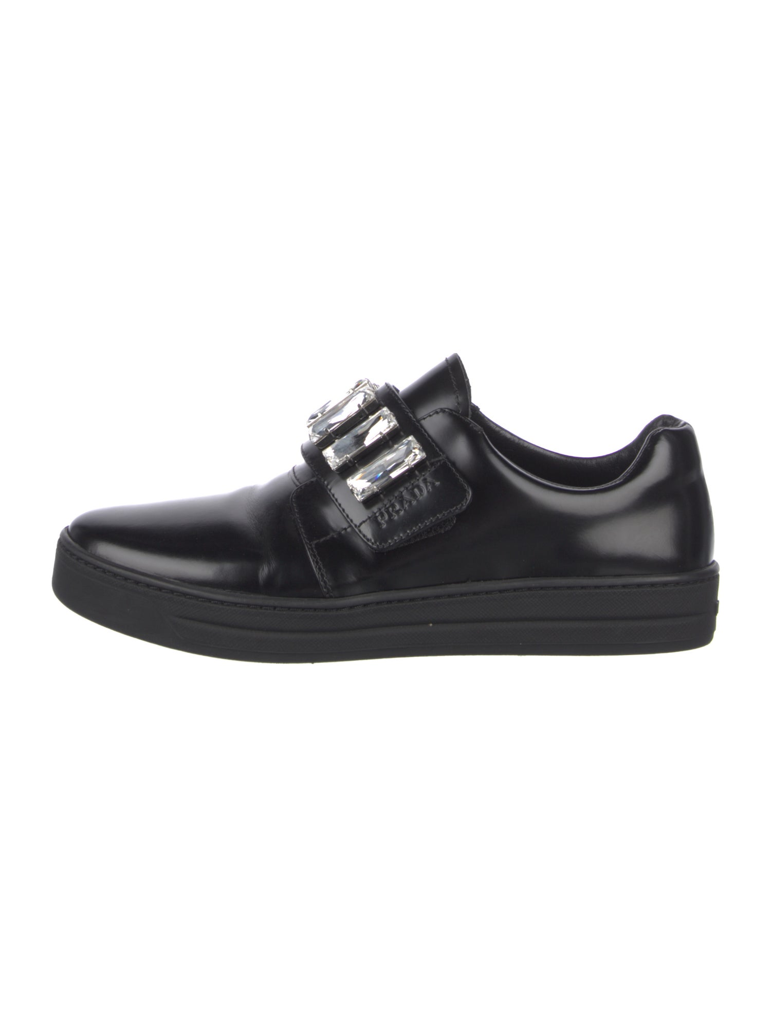 Prada Leather Crystal Embellishments Sneakers