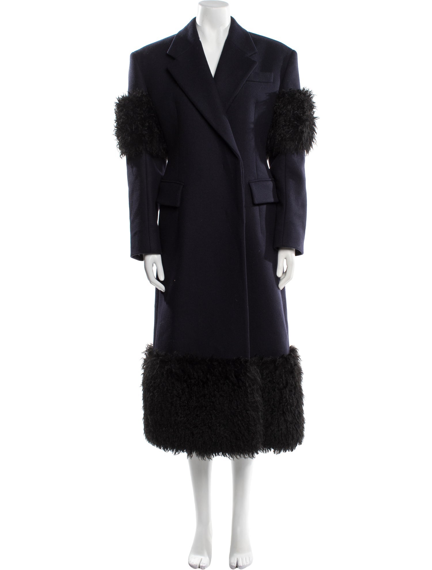 Prada 2022 Virgin Wool Faux Fur Coat