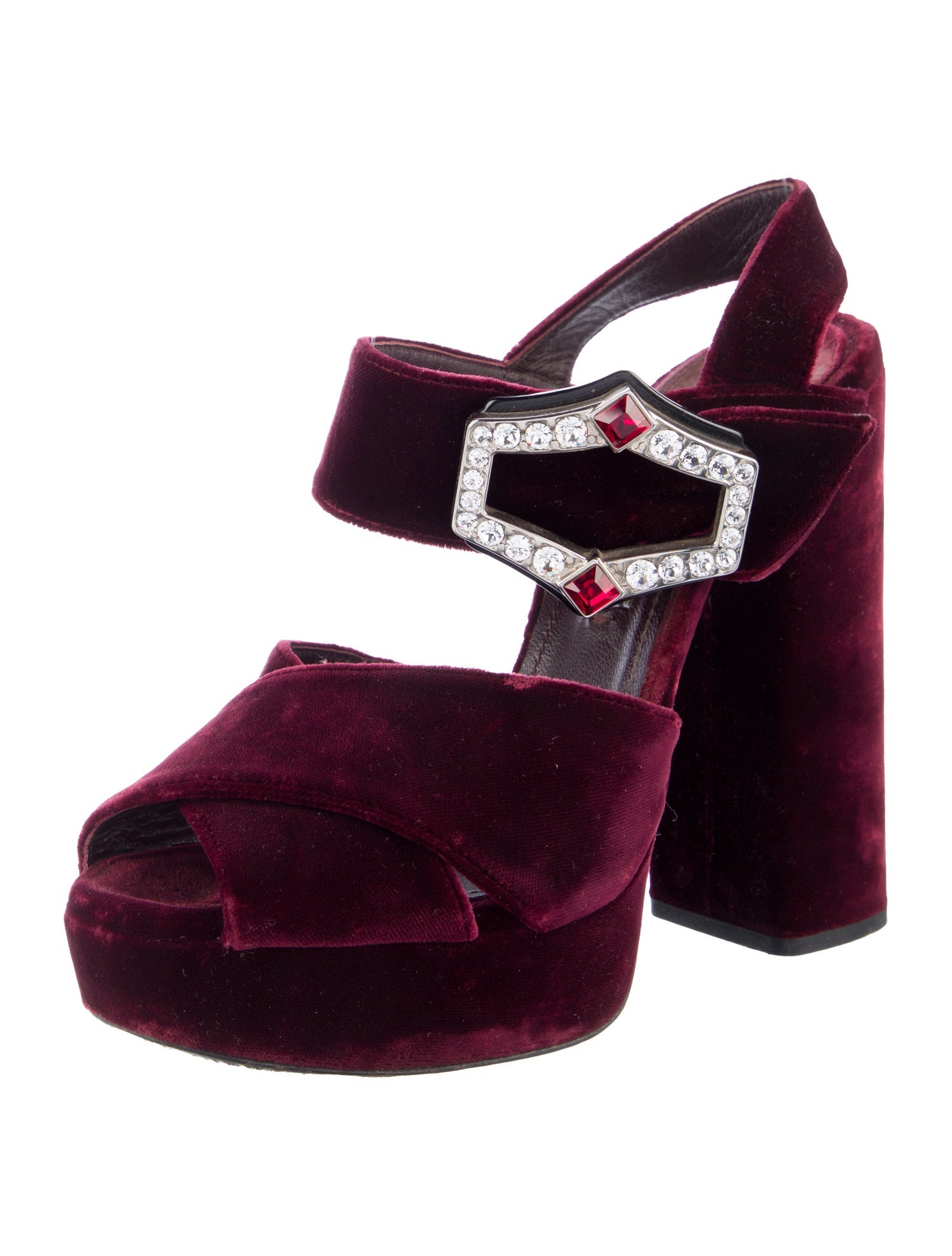 Prada Velvet Crystal Embellishments Sandals