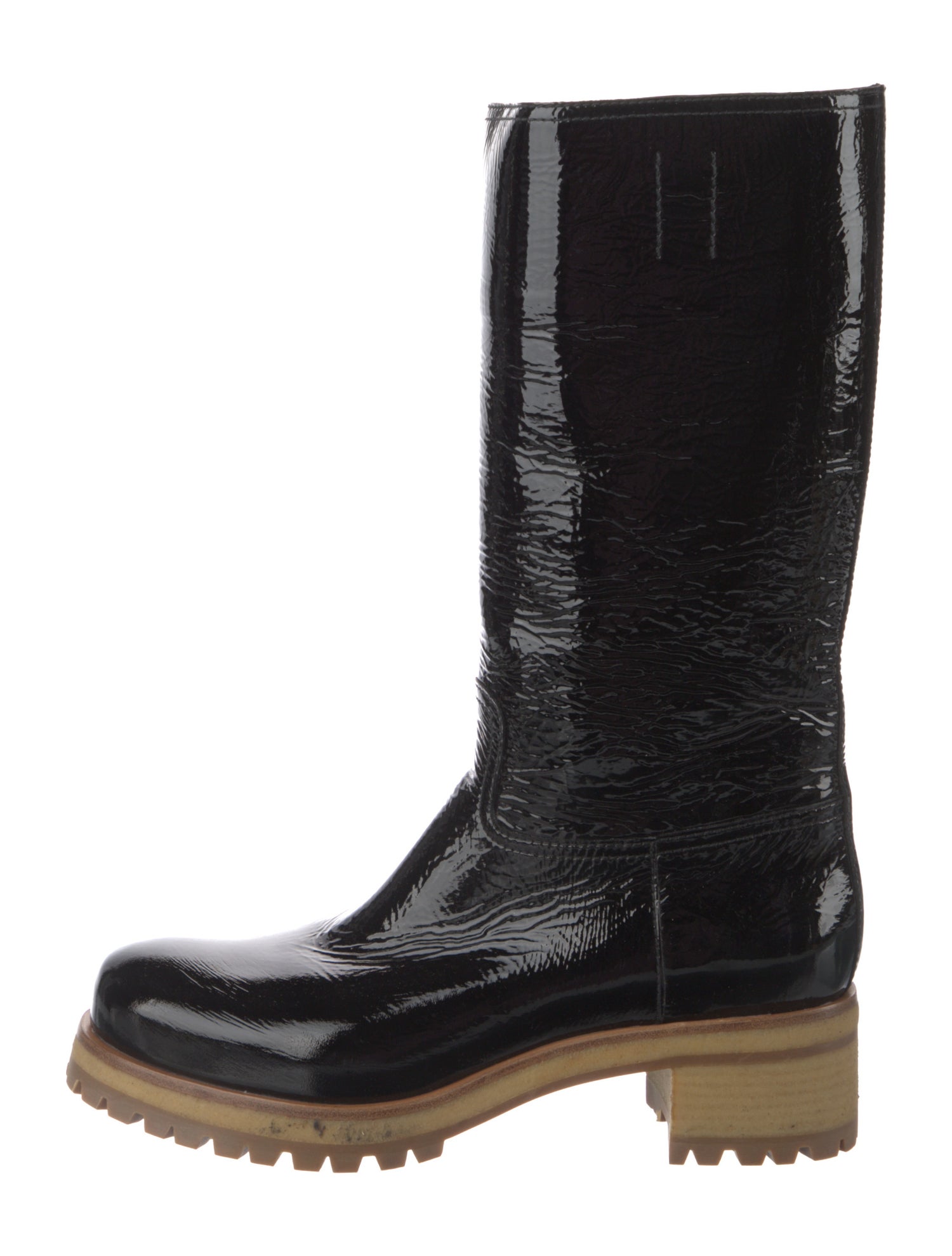 Prada Sport Patent Leather Moto Boots