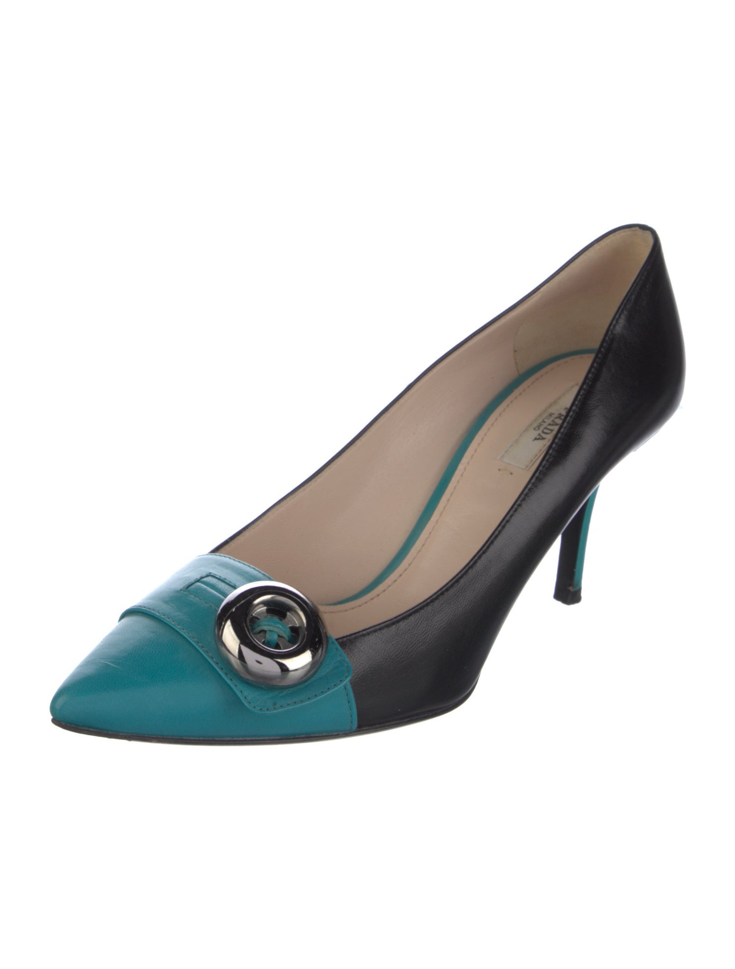 Prada Leather Colorblock Pattern Pumps
