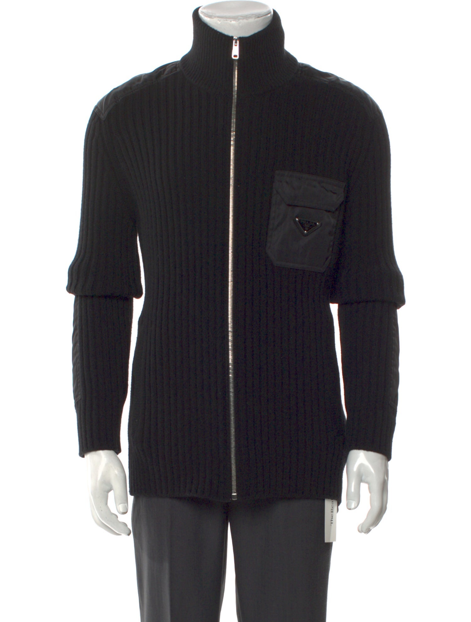 Prada 2024 Enameled Metal Triangle Cardigan