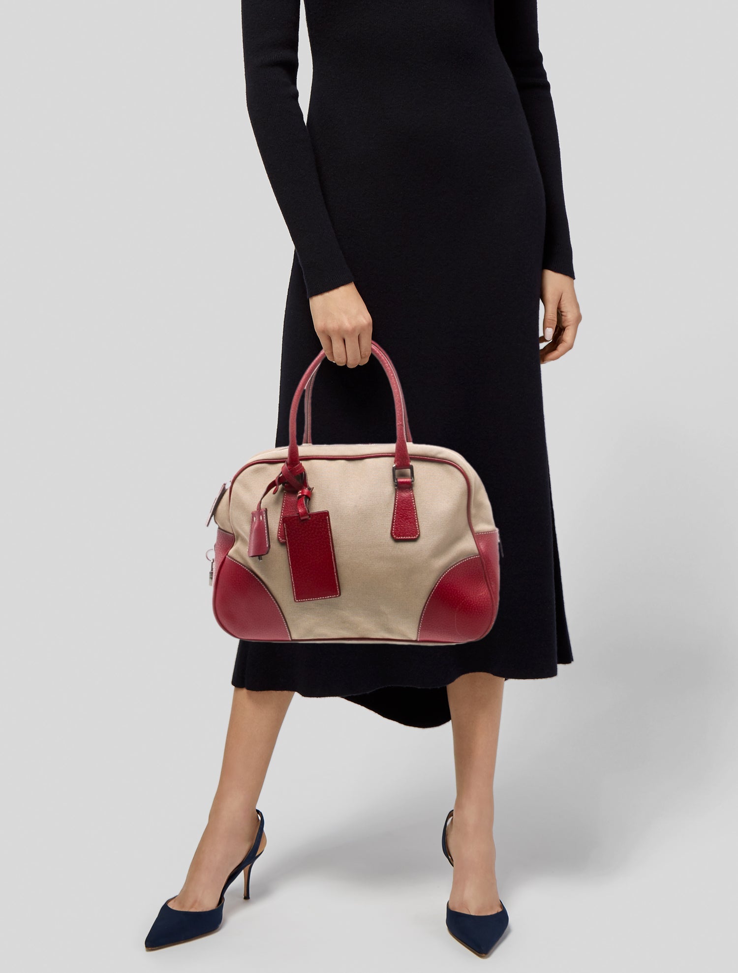 Prada Enameled Metal Triangle Bauletto Vintage