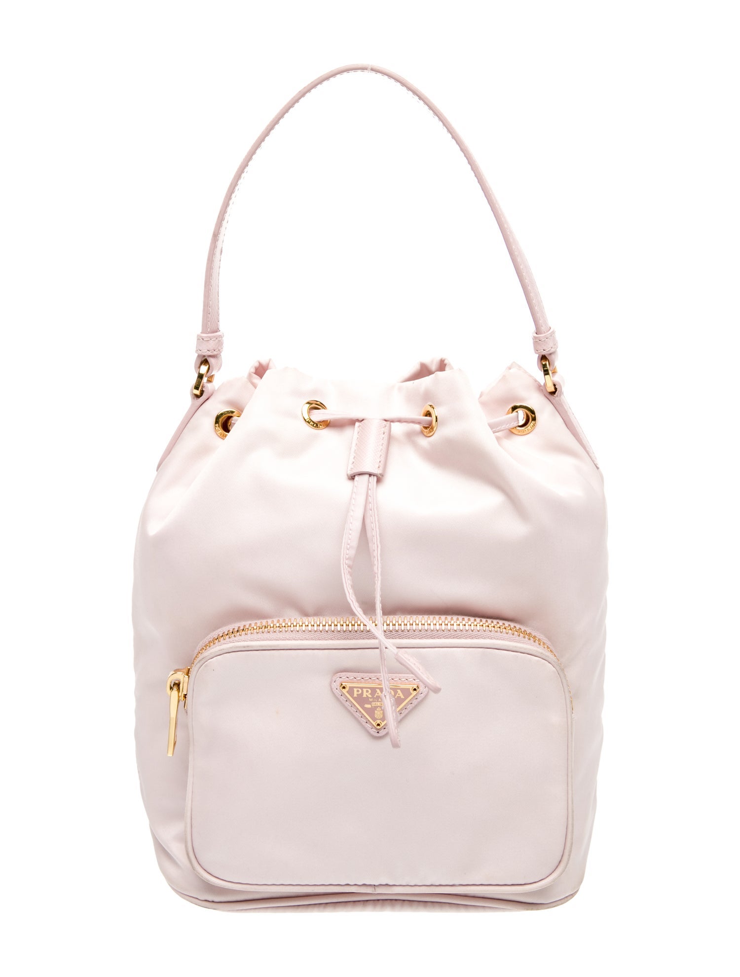 Prada Enameled Metal Triangle Top Handle Bag